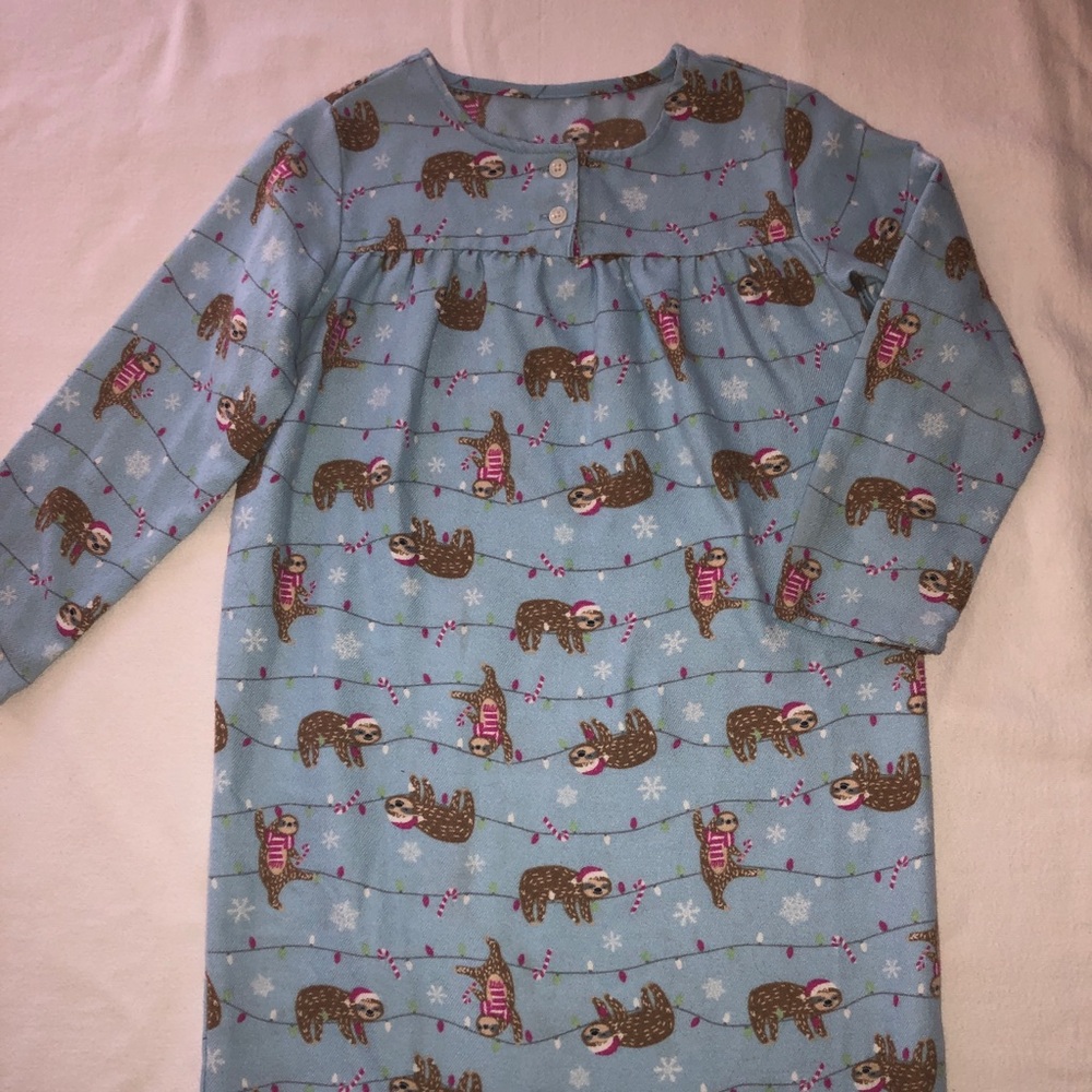 Lands end Christmas nightgown sloth pajamas girls 6